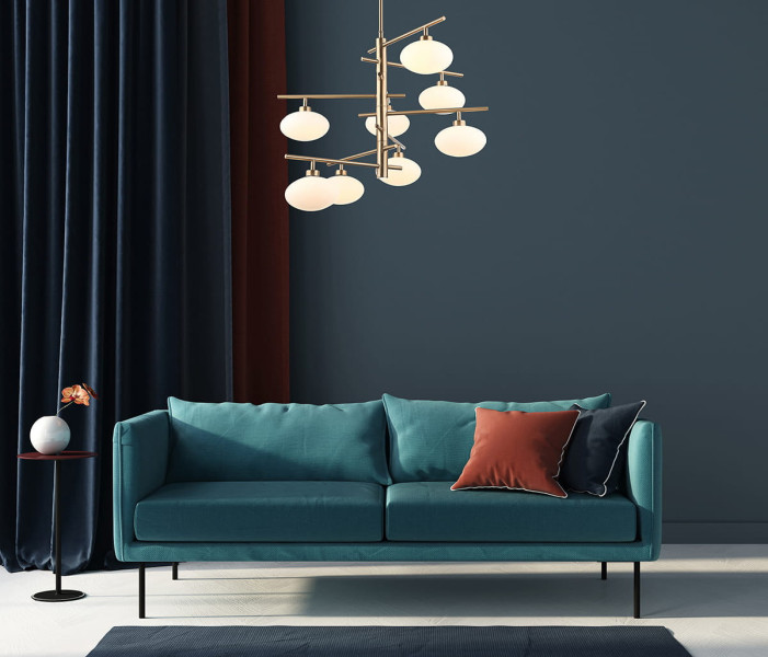 Lampa wisząca mosiężno-złota-biała Fiorenzo 8xG9x25W Italux