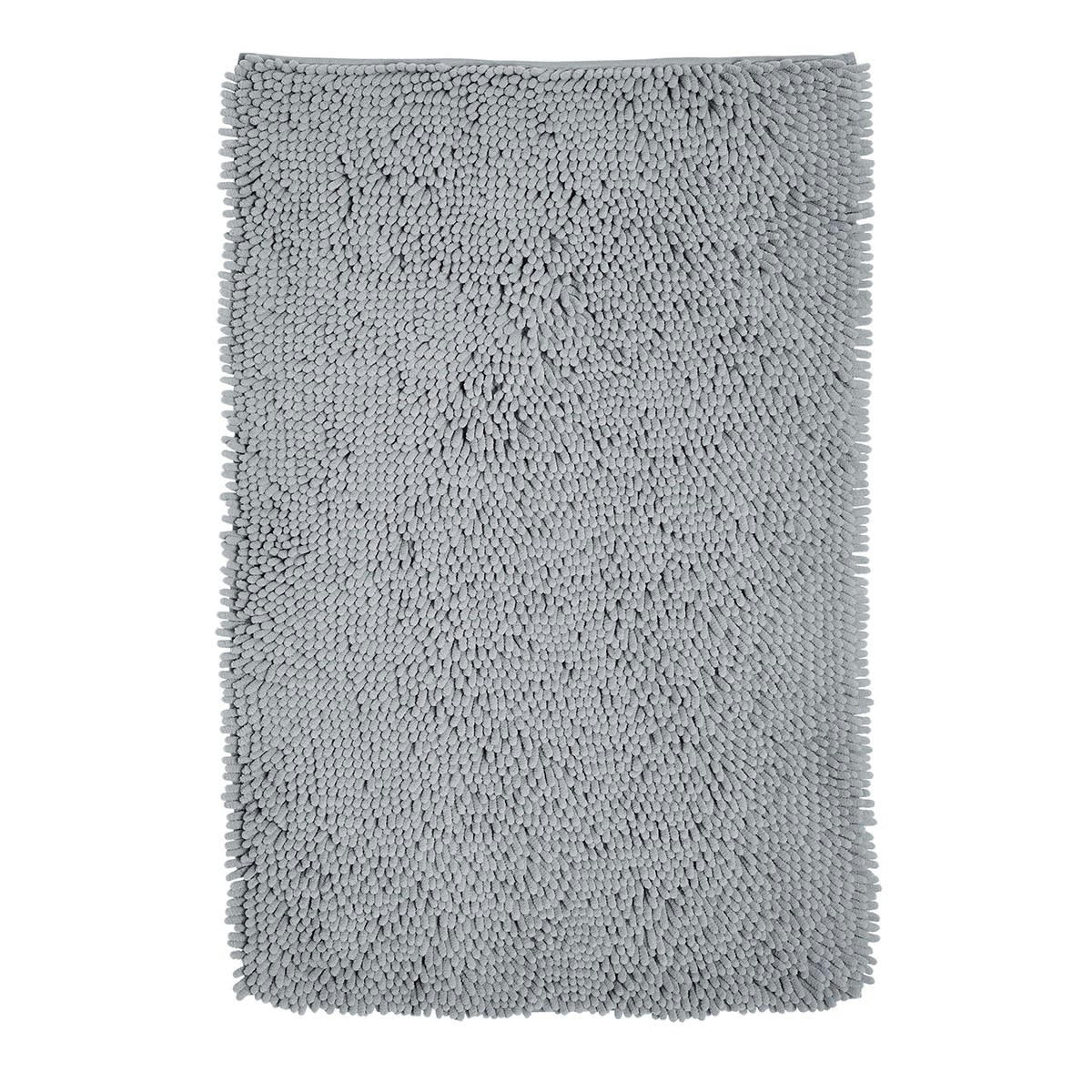ESSENTIAL - Tapis de bain mèche uni en Polyester Gris 50x80 cm