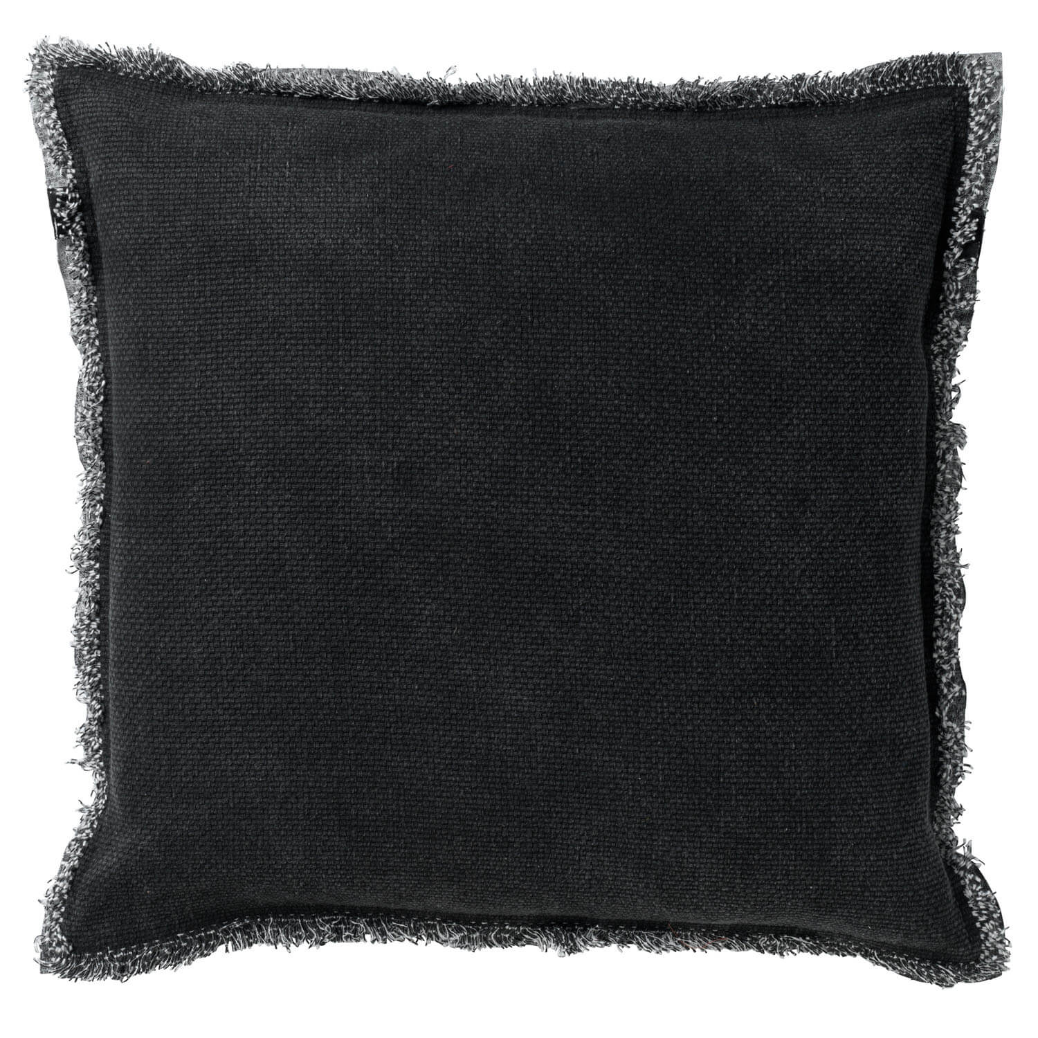 BURTO - Kussenhoes 45x45 cm - gewassen katoen - Raven - zwart