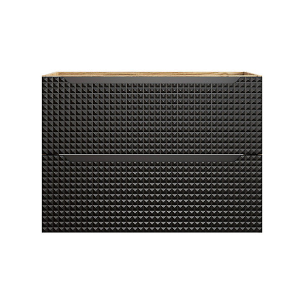 Meuble sous vasque VELNIA2 tiroirs80 cmColoris chene clair et noirMeuble suspendu