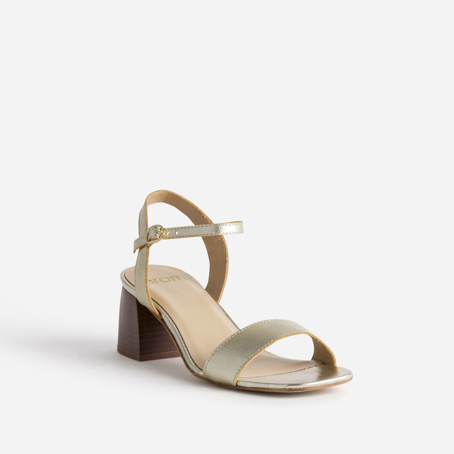 Sandale dorée cuir à talon
