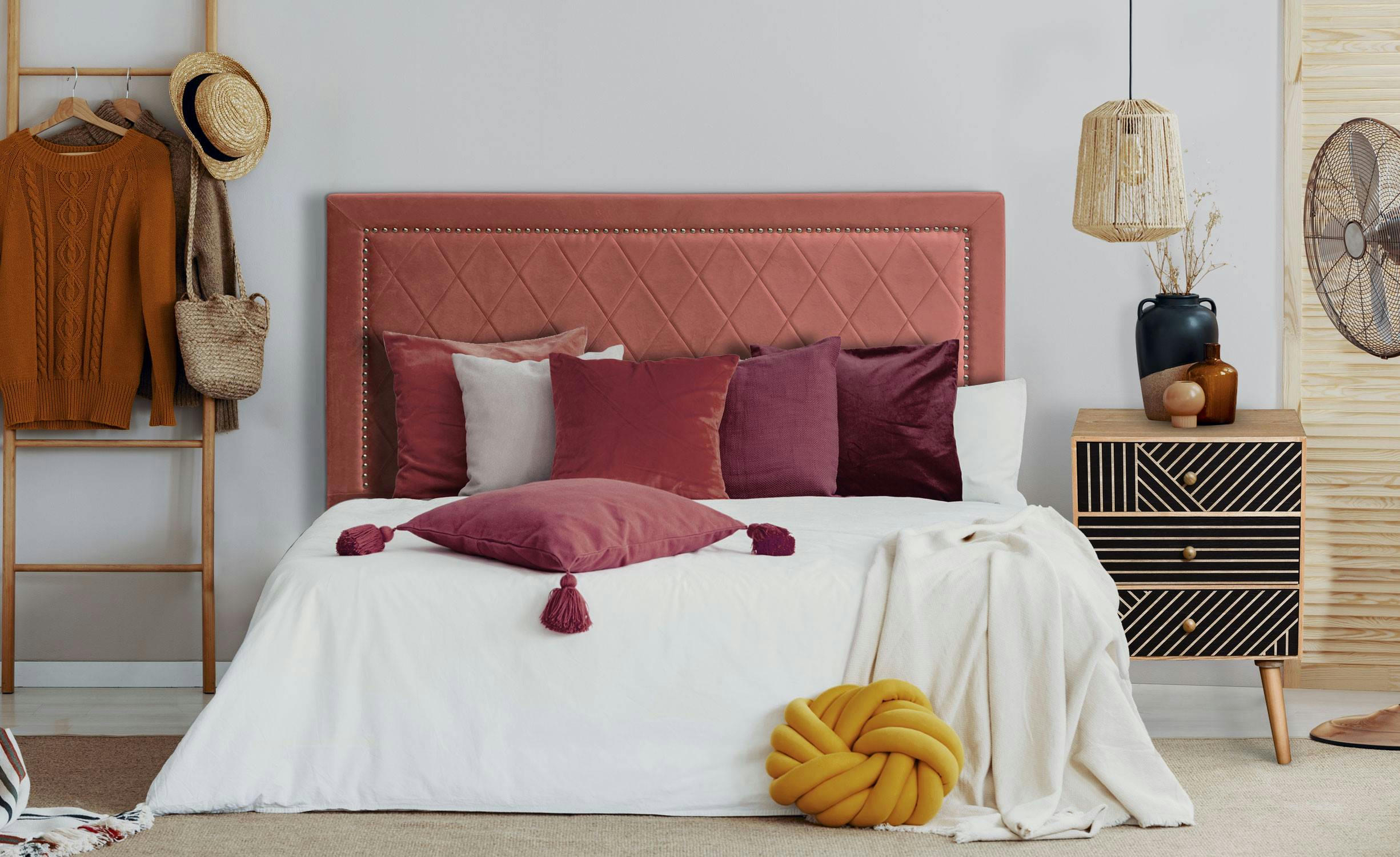 MEGHAN - Tête de lit 140cm velours rose