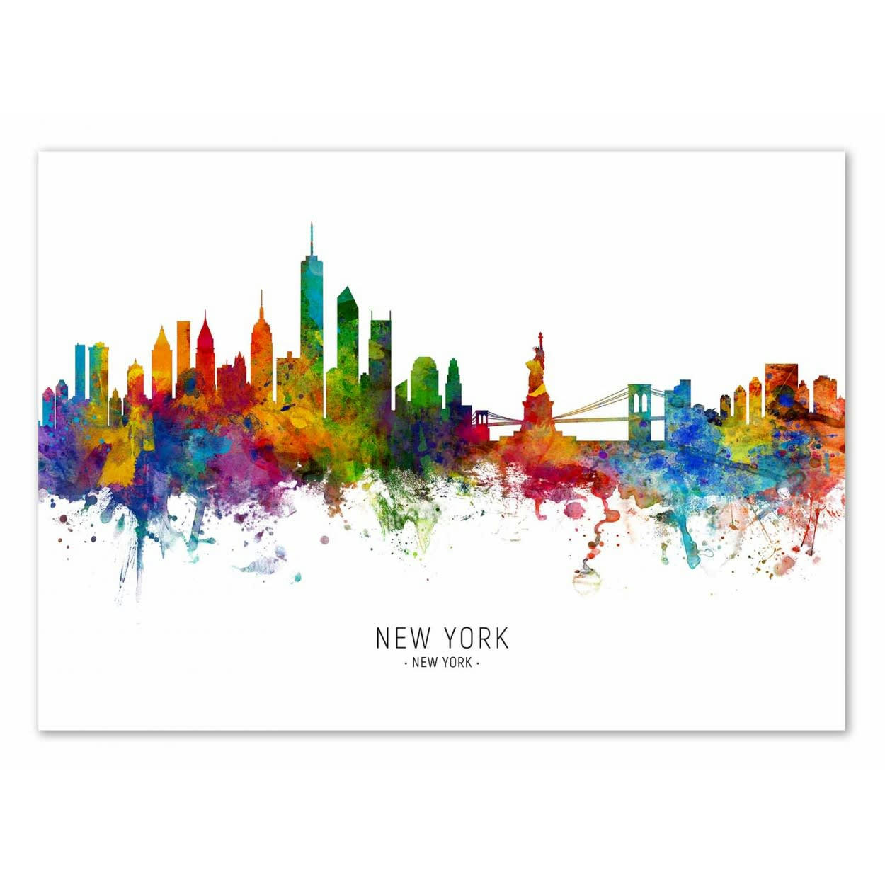 MICHAEL TOMPSETT - NEW-YORK SKYLINE (COLORED VERSION) -  Affiche d'art 30 x 40 cm