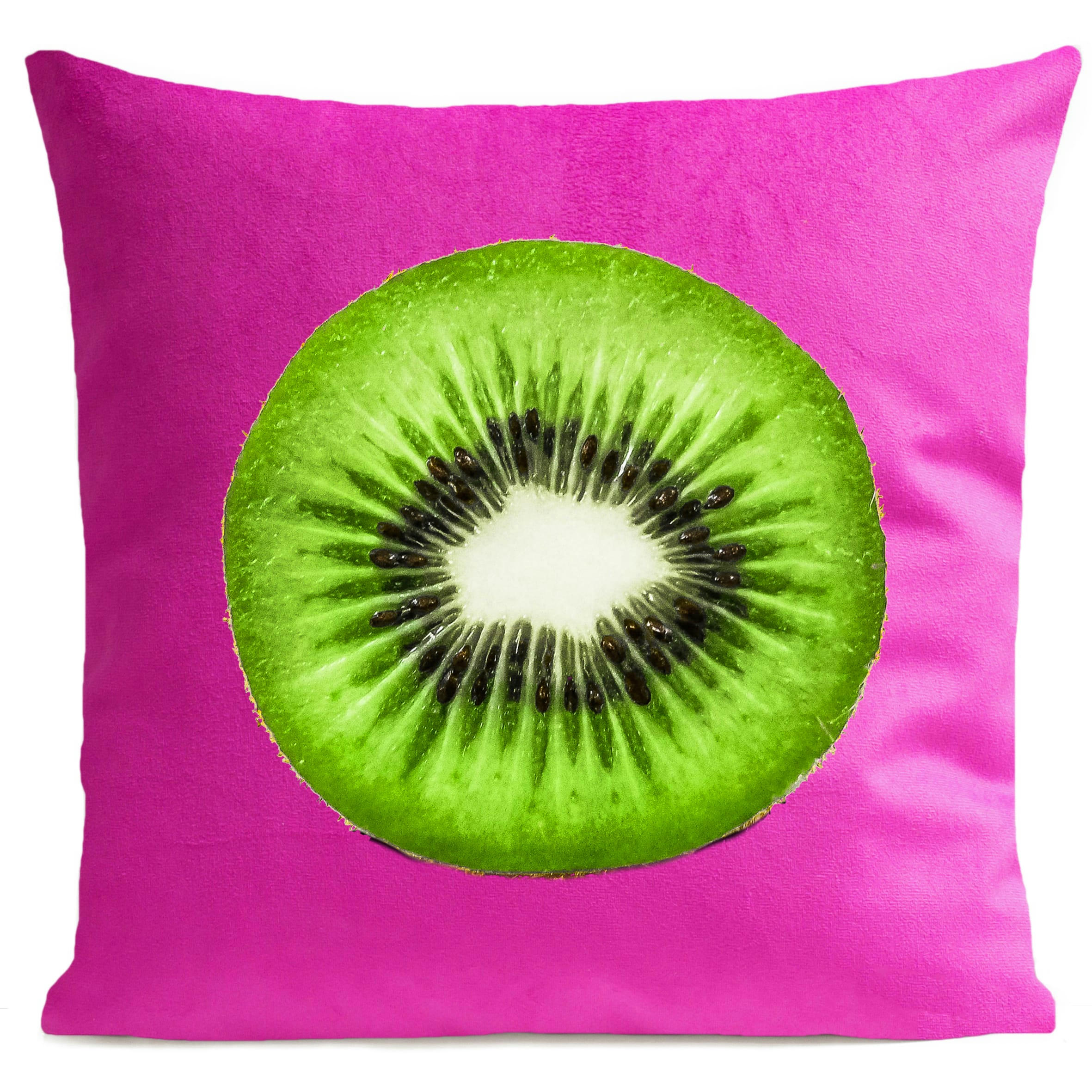 - Coussin fruit kiwi suédine rose 40x40cm