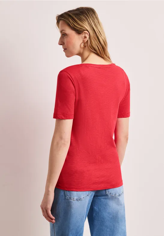 Basic T-Shirt mit V-Neck in Unifarbe