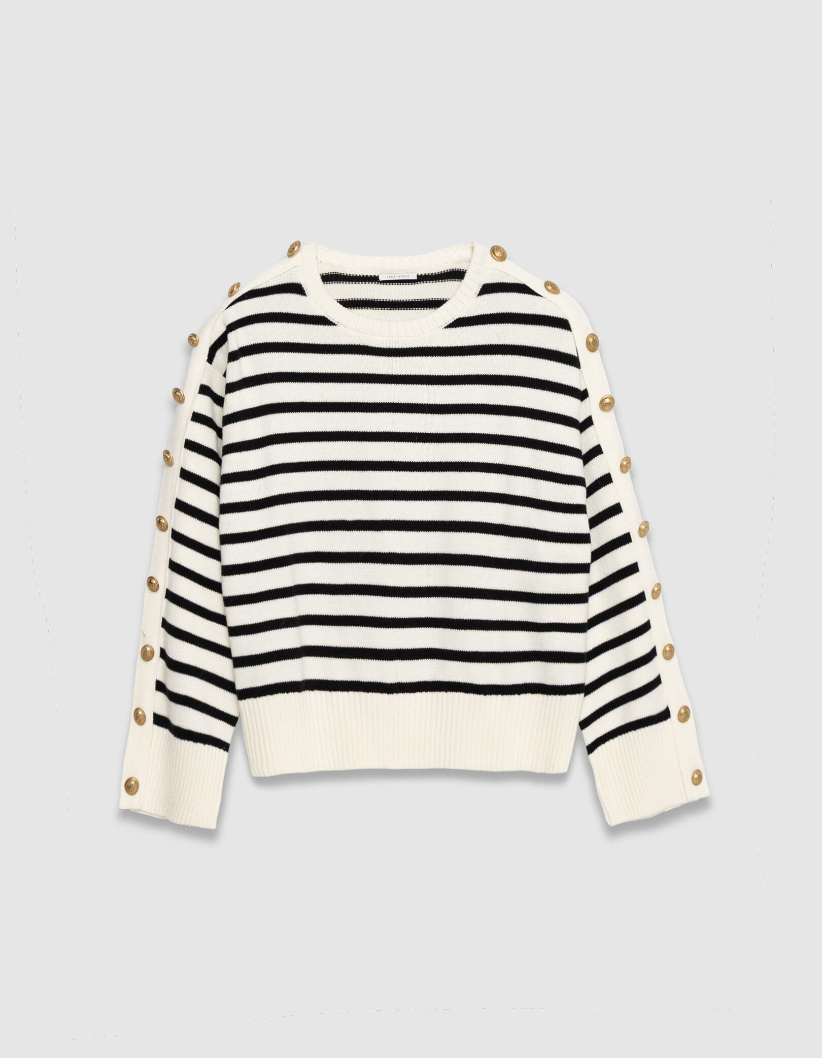 Pull marinière court boutons gravés aux manches Femme