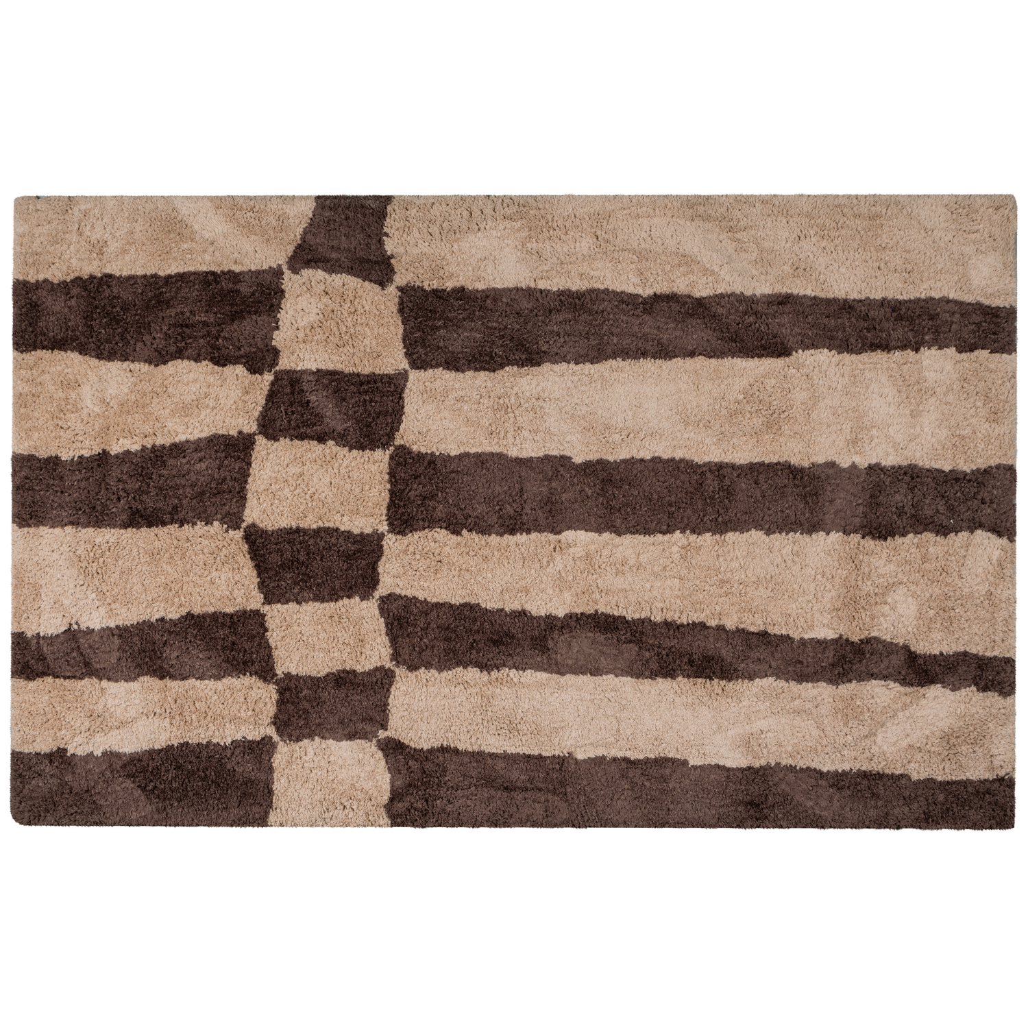 WOOOD vloerkleed grafisch dessin Fafa - Wol/Katoen - Bruin - 200x300cm