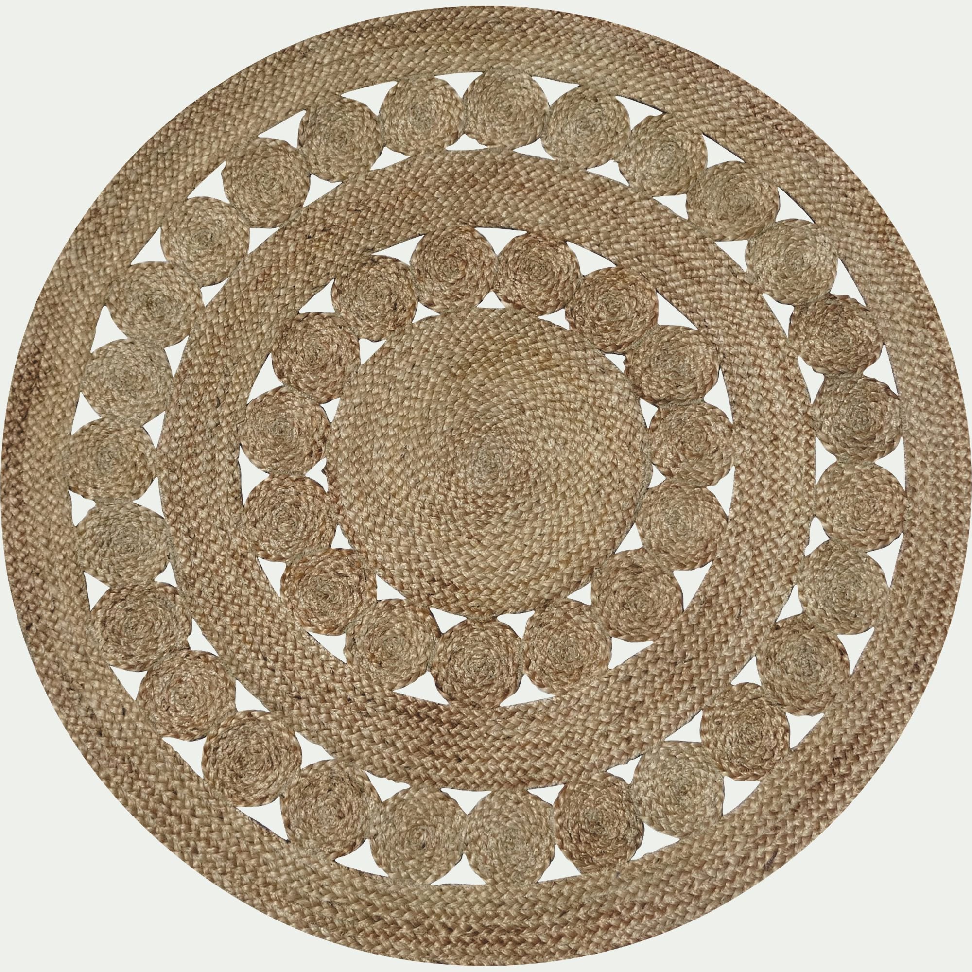 ROSACE - Tapis rond ajouré en jute - naturel D120cm