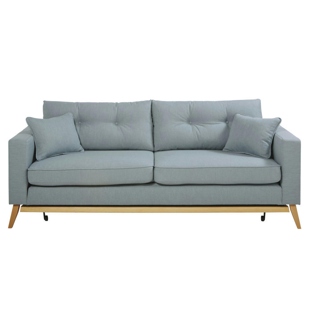 Brooke - Canapé convertible style scandinave 3 places bleu glacier