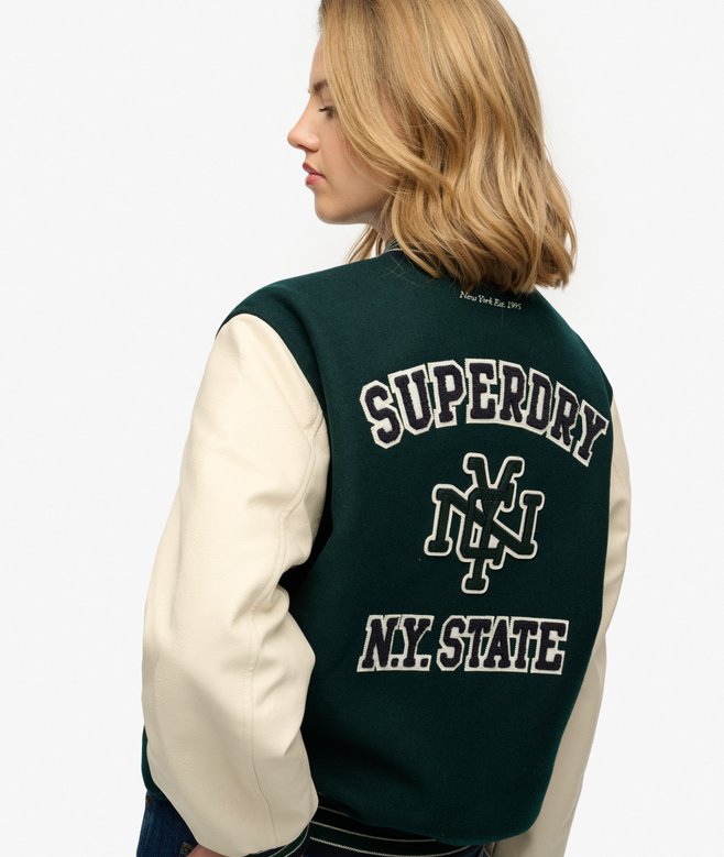 Patched Varsity Bomber Jacket