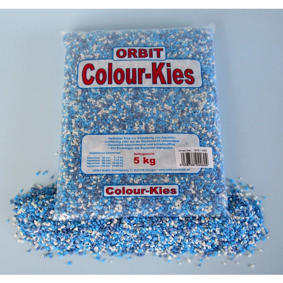 Aquarium-Bodengrund, 5 kg, Farbkies Mix, blauweiß