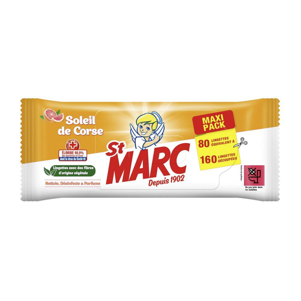 Lingette nettoyante désinfectante Saint Marc soleil de Corse x80