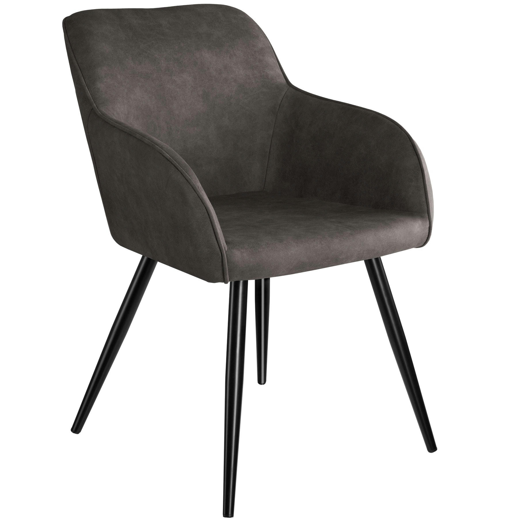 - Chaise Rembourrée, avec revêtement en tissu gris foncé-noir