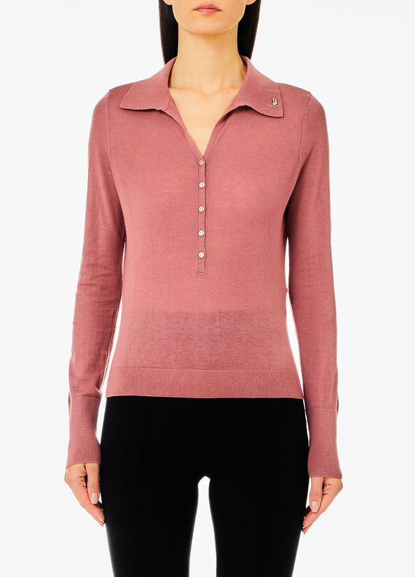 Polo in maglia di misto cashmere