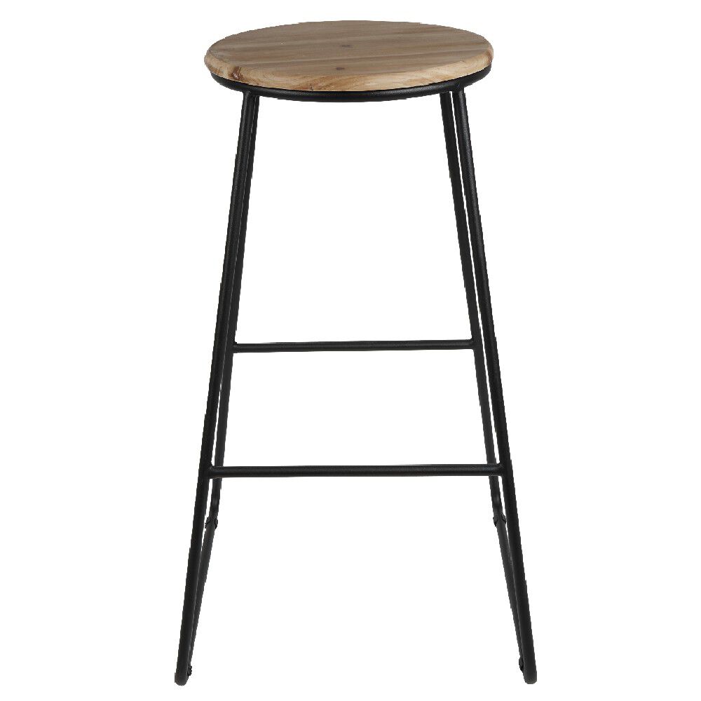 Tabouret de bar bois et métal noir Ø40xH70,5cm
