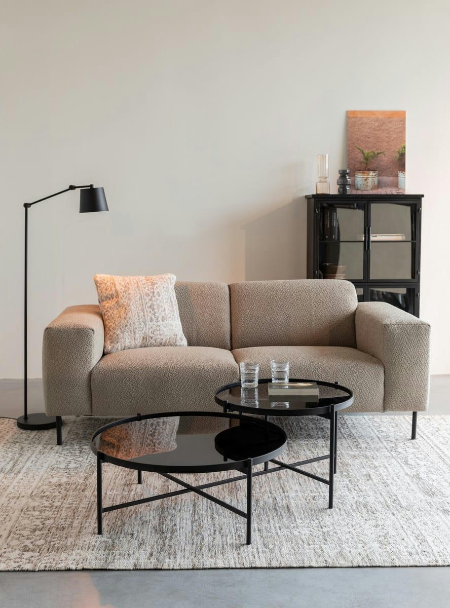 QUADRO - Canapé 2 places en tissu beige L206