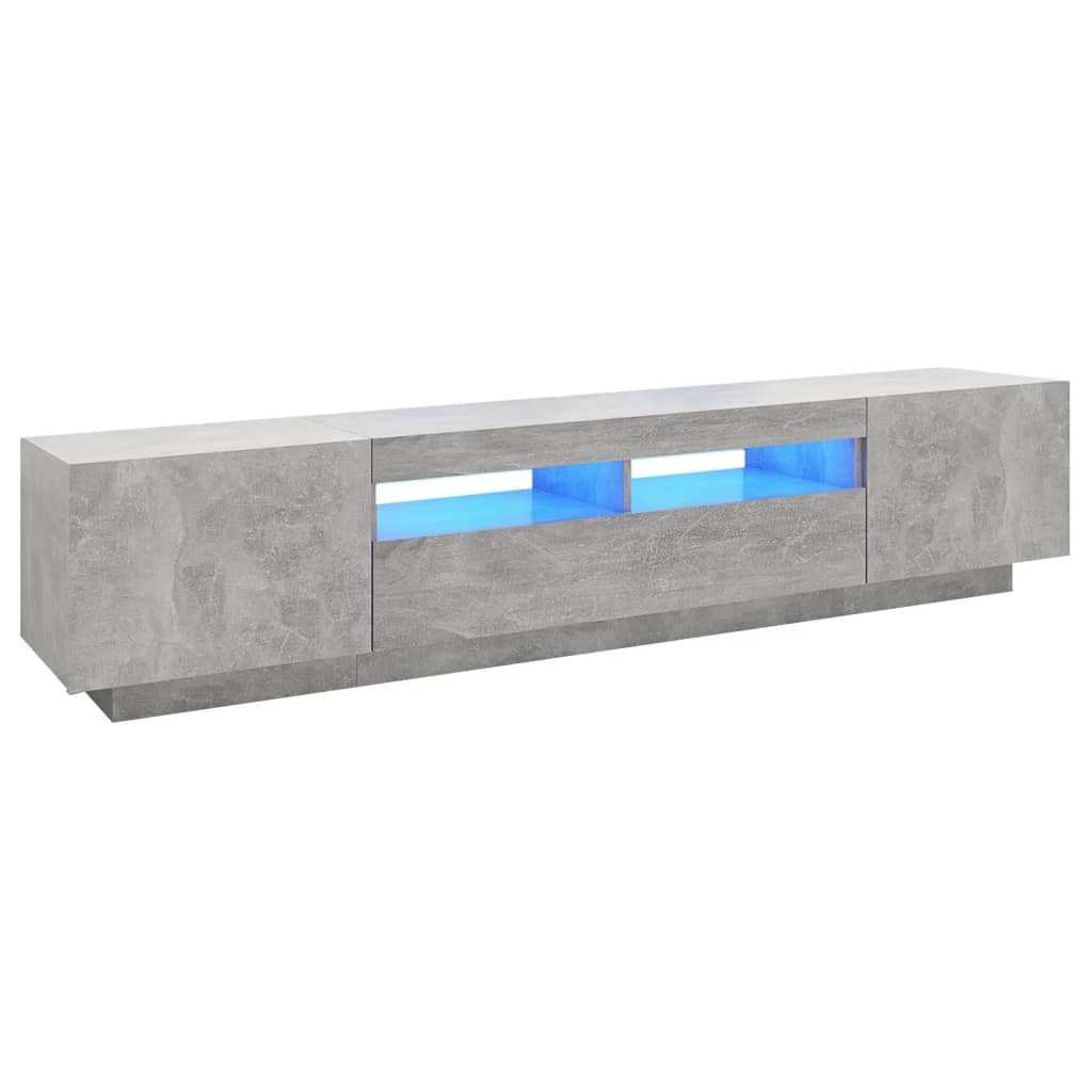 Szafka pod TV z oświetleniem LED szarość betonu 200x35x40 cm