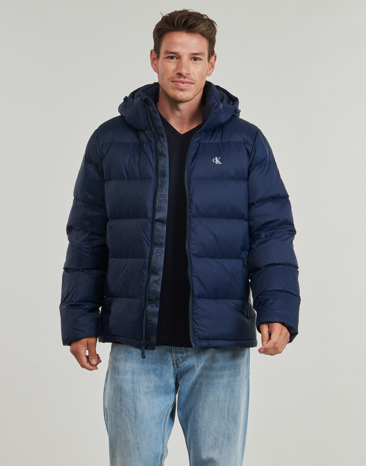 Calvin Klein Jeans - LS NYLON ZIP OFF HOOD DOWN PUFFE - Marine