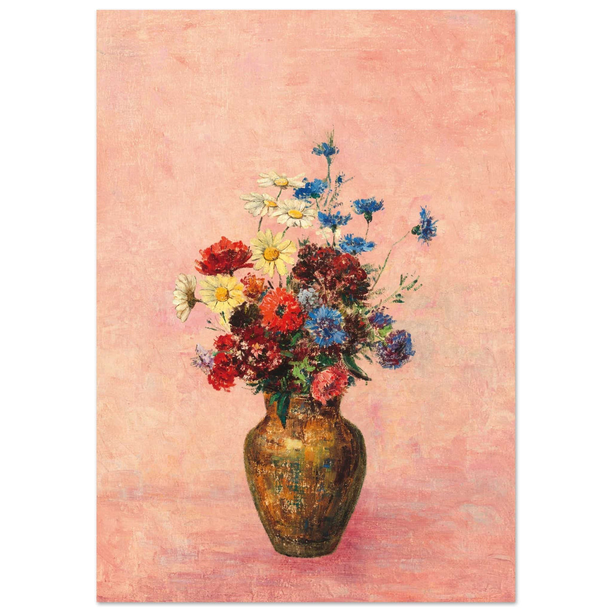 Artfulprints Poster Bloemen in vaas 4  - A4 21x29.7 cm - Roze