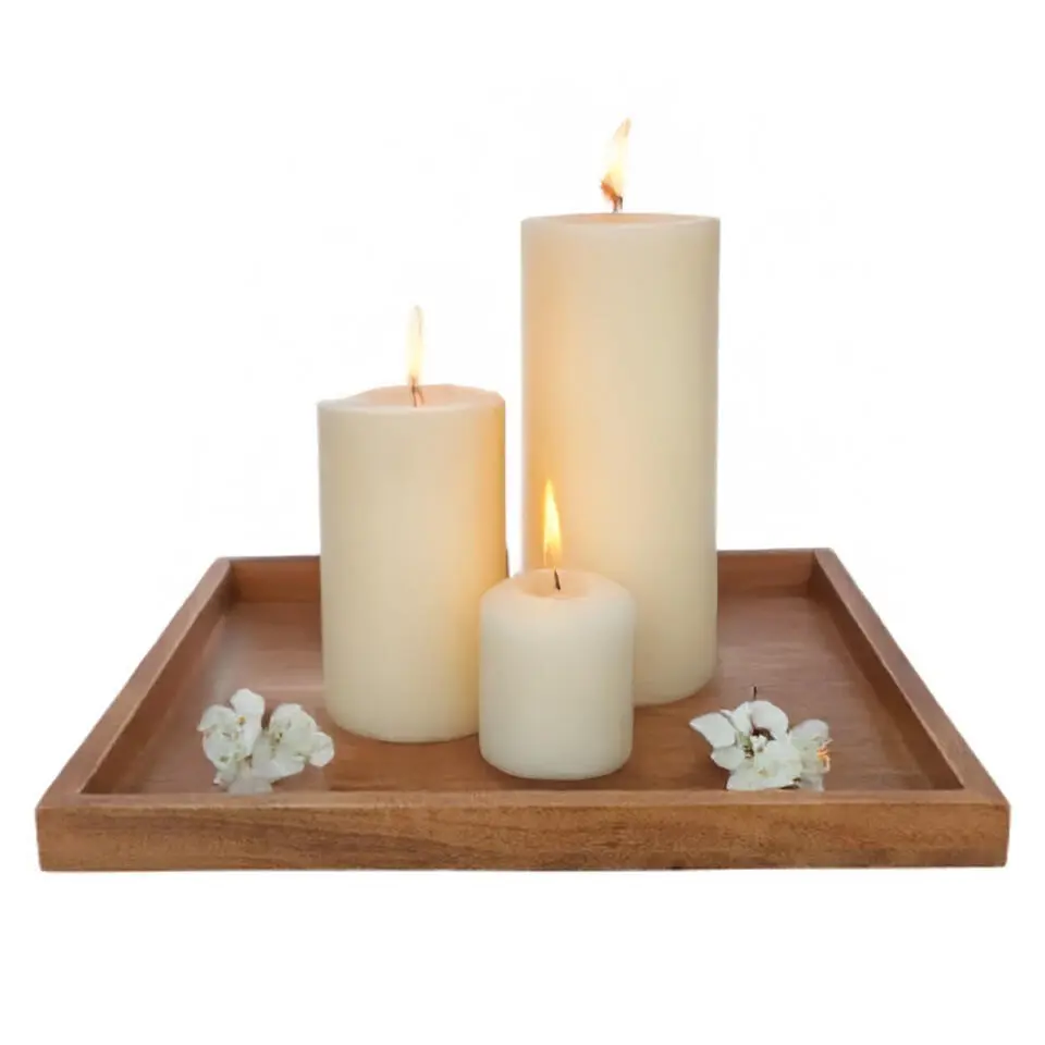 DK Design Kaarsenbord/dienblad Mumbai - mangohout - 33 x 20 cm