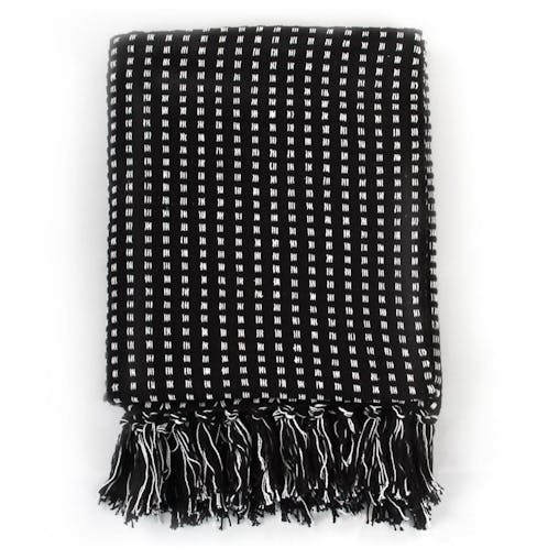 NNEVL Throw Cotton Squares 160x210 cm Black