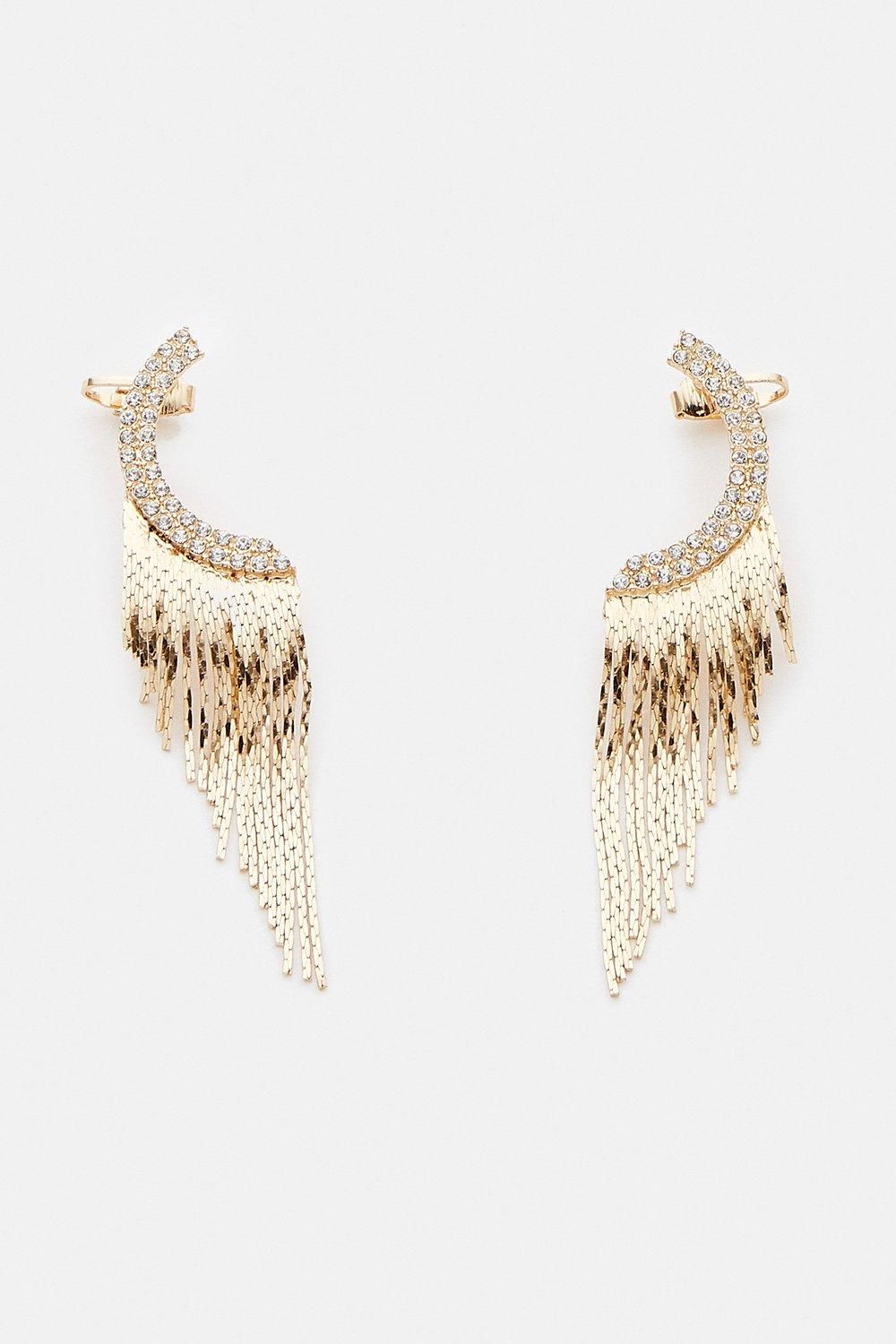 KarenMillen Gold Drop Ear Cuff Earrings