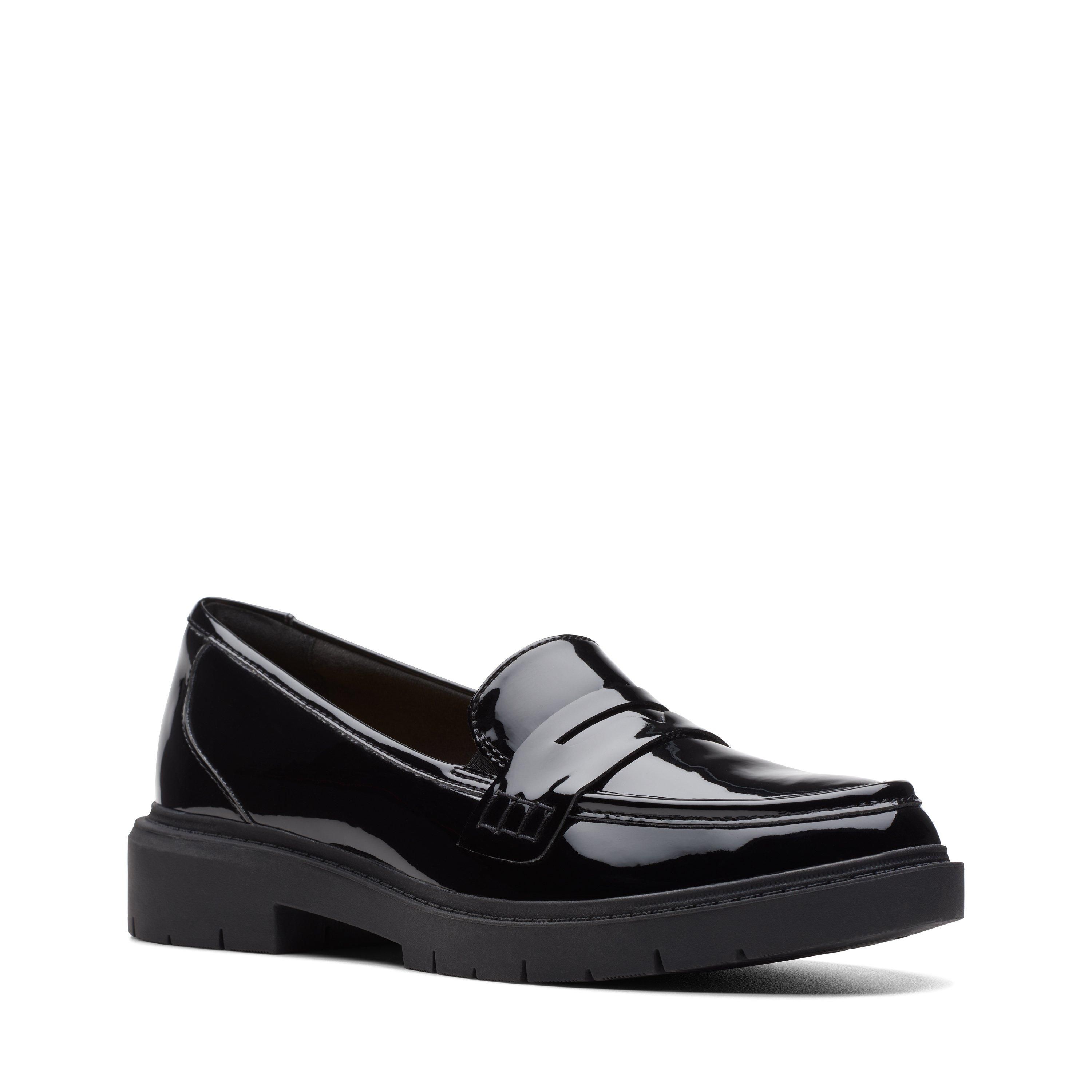 Clarks Westlynn Ayla Black Patent Loafers,Slip Ons