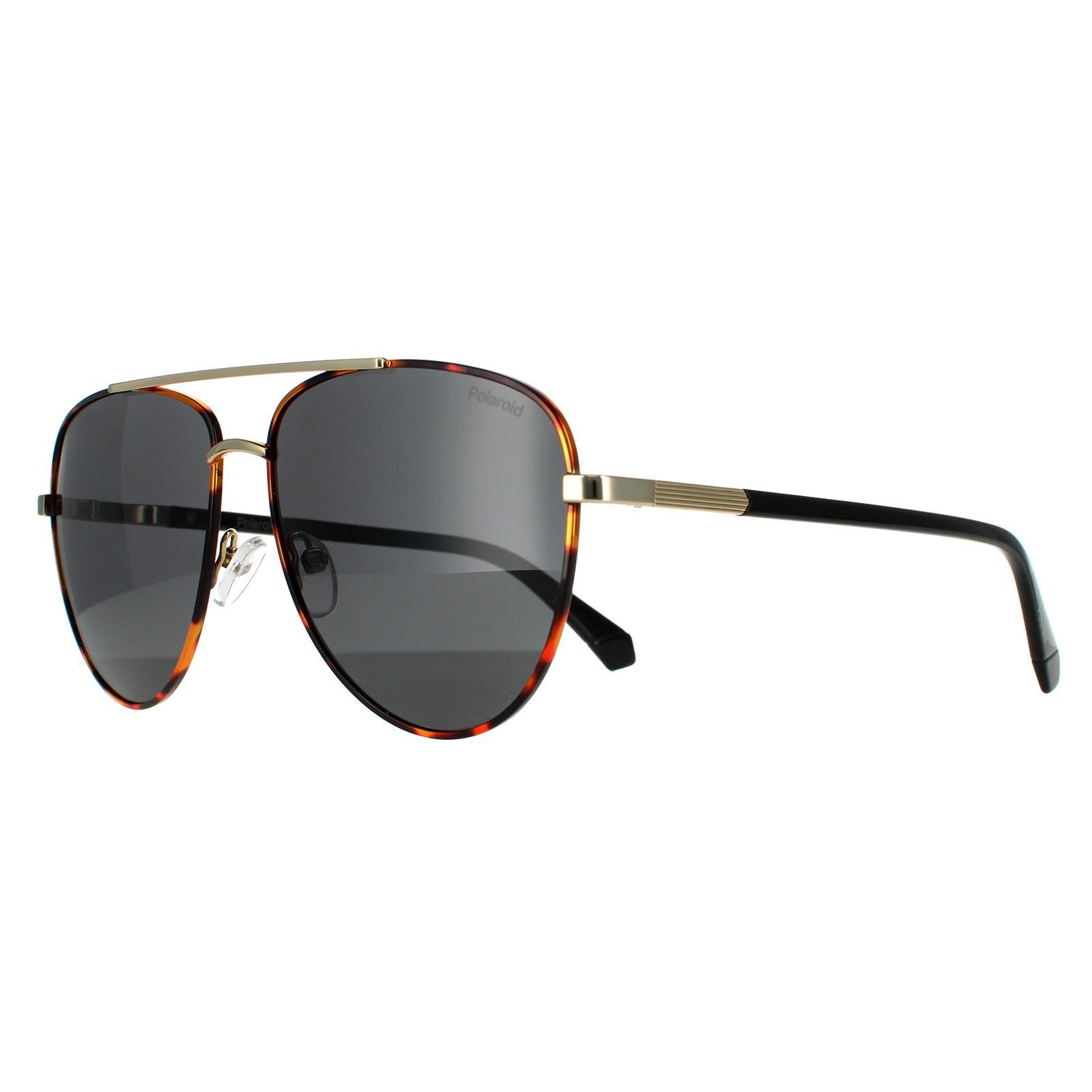Polaroid Aviator Gold Havana Grey Polarized Sunglasses