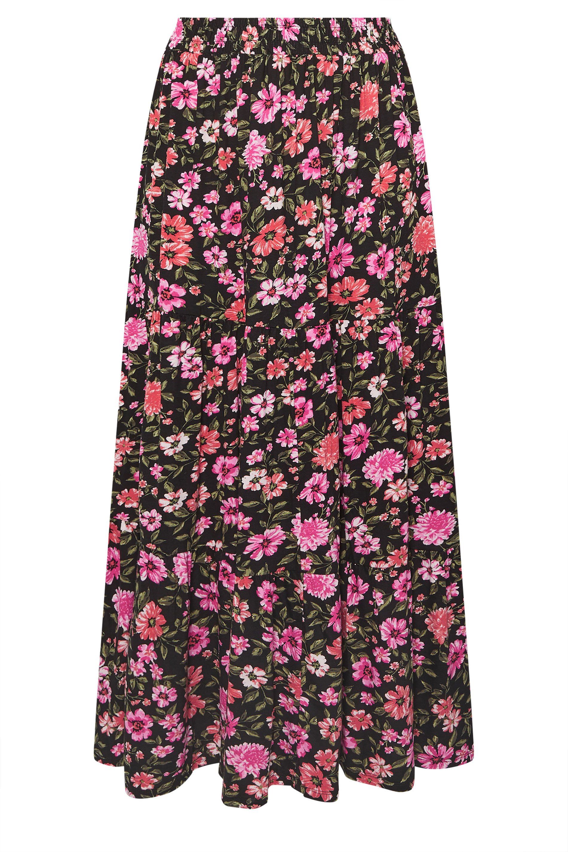 Yours Floral Tiered Maxi Skirt