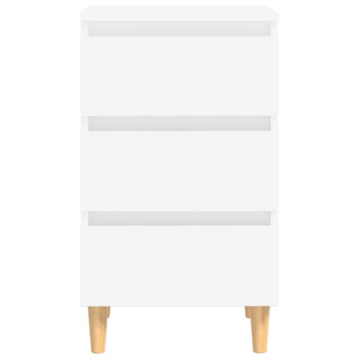 NNEVL Bed Cabinet with Solid Wood Legs White 40x35x69 cm