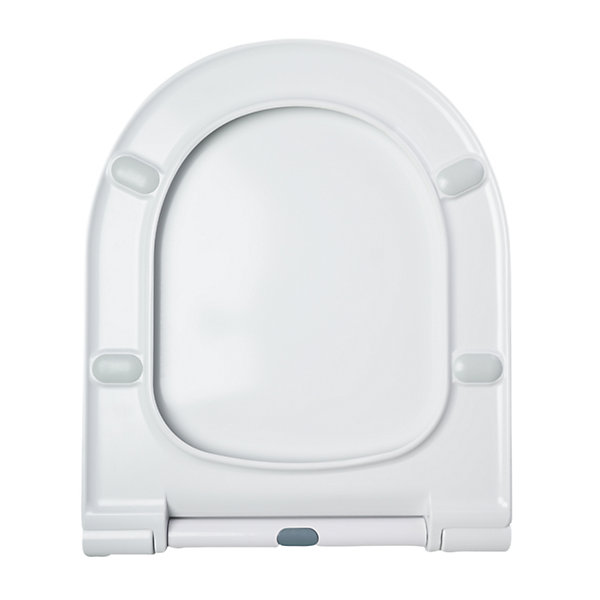 Abattant WC blanc de forme droite en duroplast antibactérien avec fermeture ralentie, réglable et déclipsable - Samara