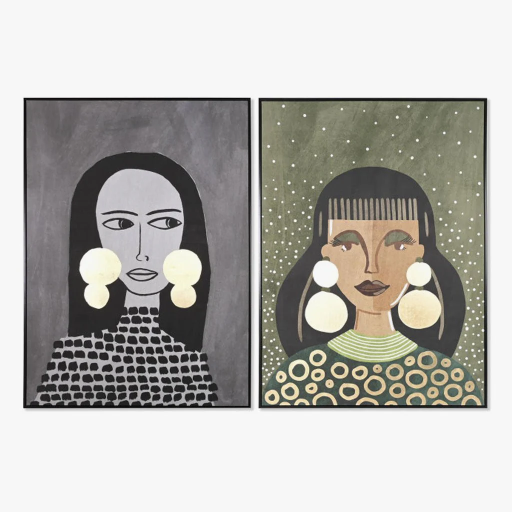 Conjunto de 2 Quadros Retrato Brincos 2A