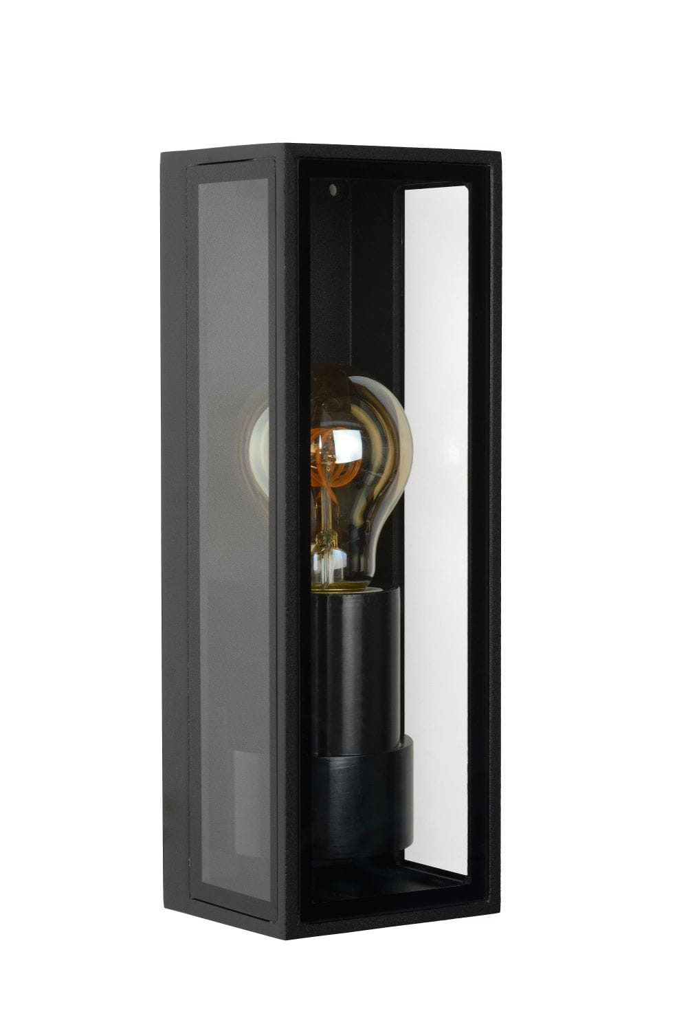 Kinkiet zewnętrzny czarno-przezroczysty DUKAN 1xE27x40W IP65 Lucide