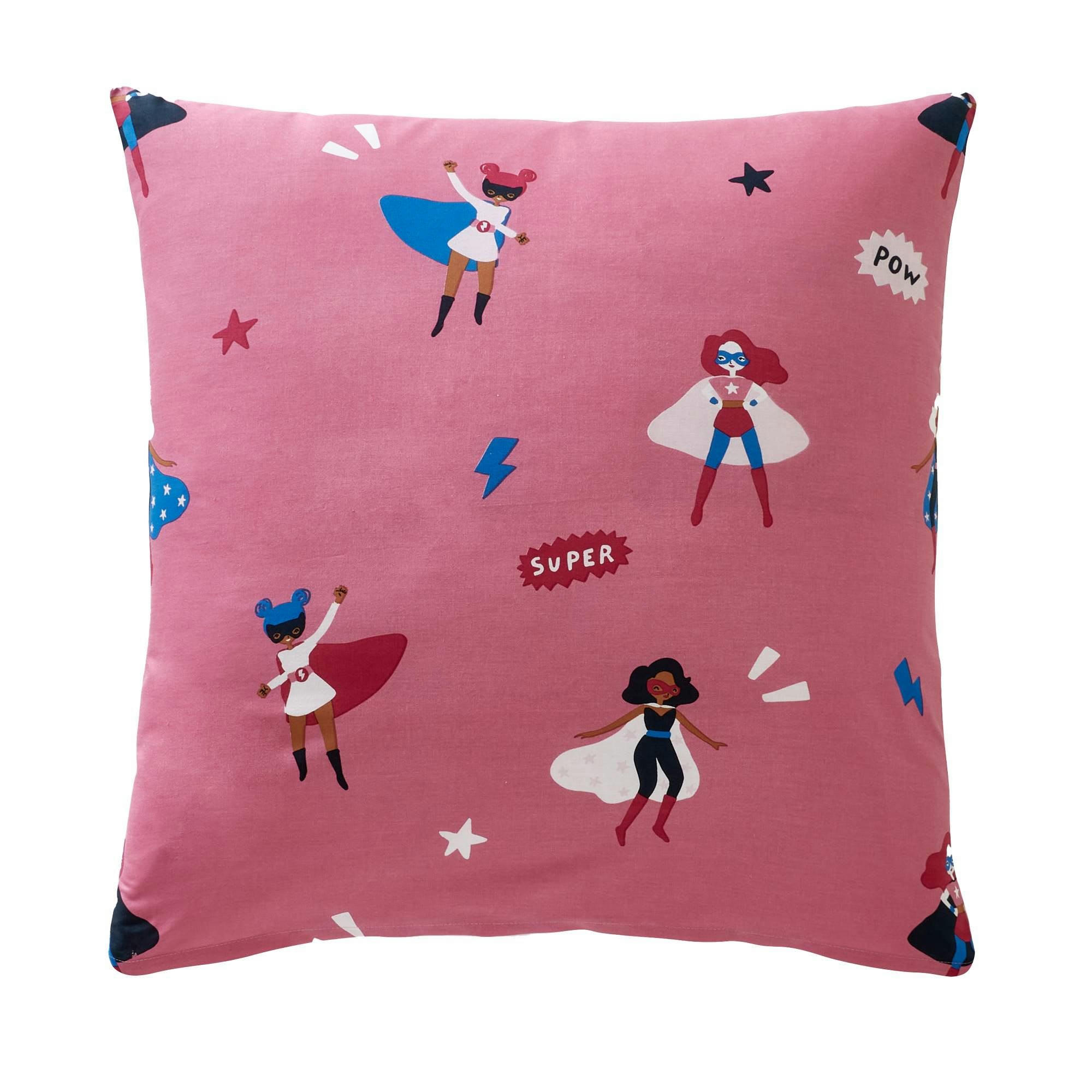 GIRL POWER - Taie sac 63x63 rose en coton