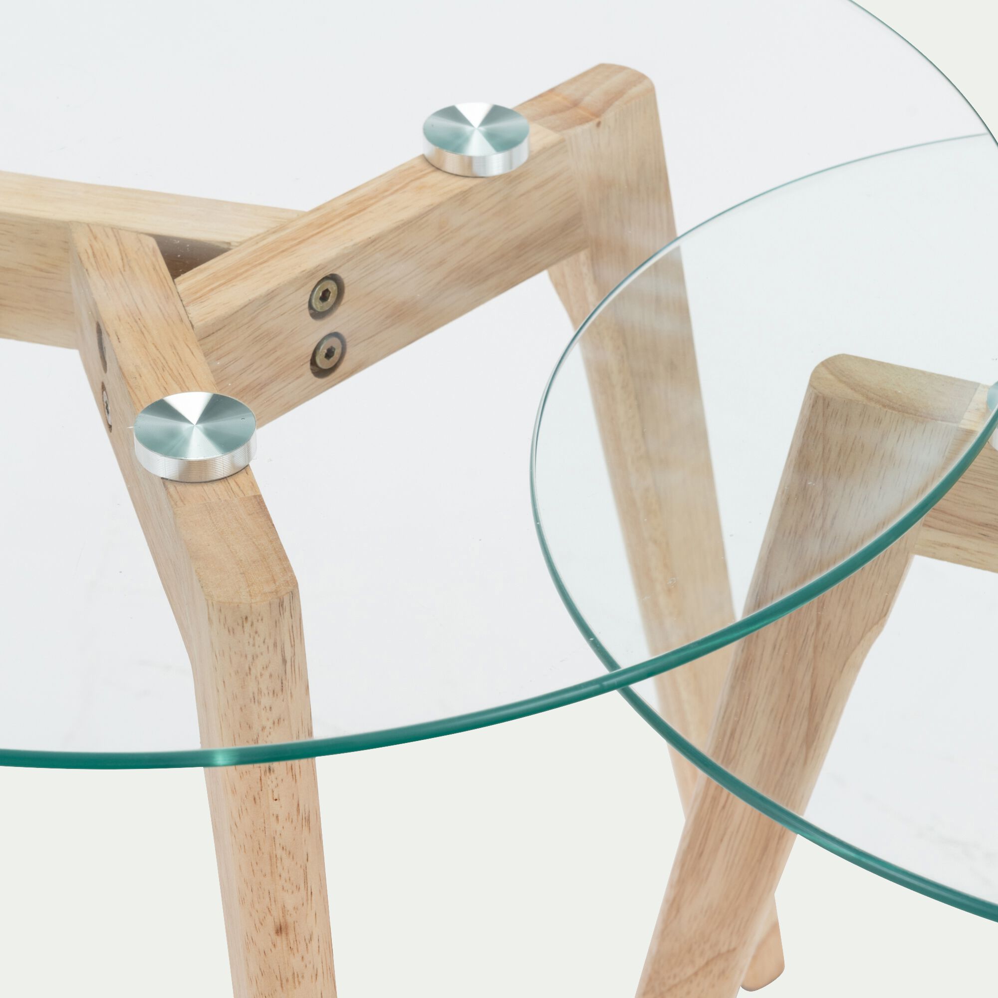 LAVOIE - Ensemble de 2 bouts de canapé en verre et bois d'hévéa - transparent