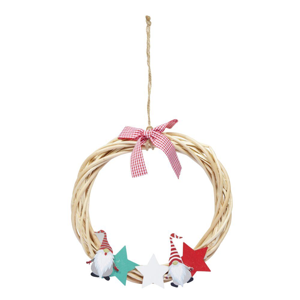 Couronne de No&euml;l à suspendre en bois Ø25cm