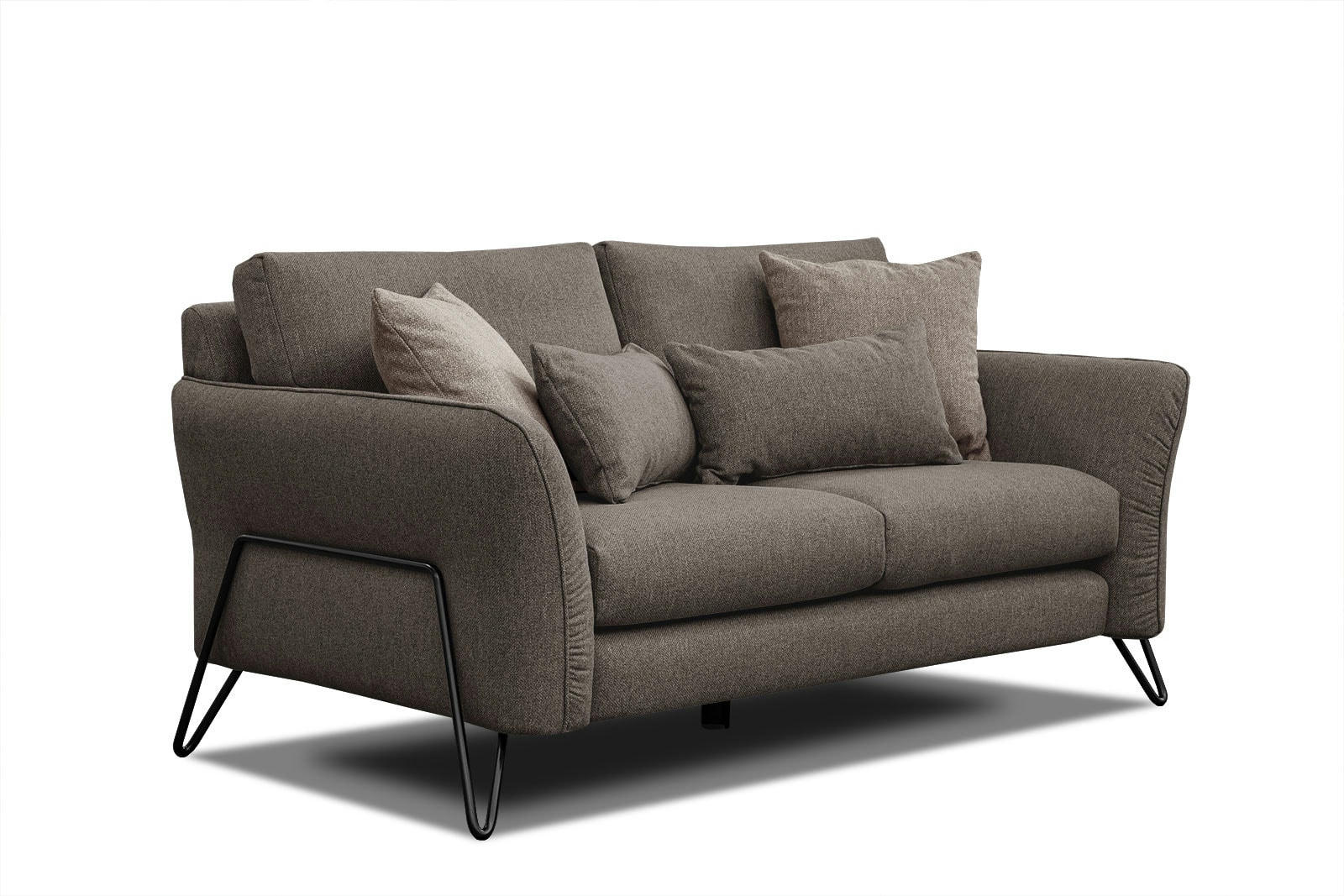 LOREM - Canapé droit 2 places tissu marron