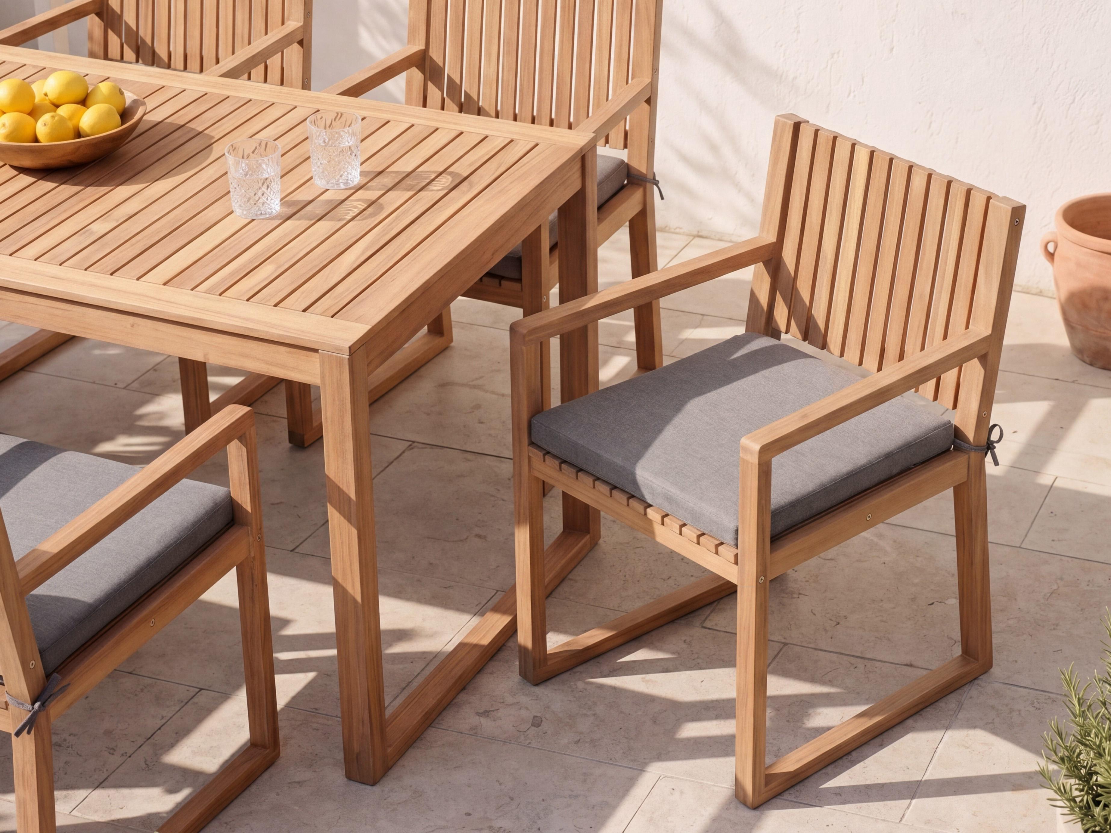 Set of 8 Garden Chair Cushions SASSARI PREMIUM 46 x 46 cm Grey Melange