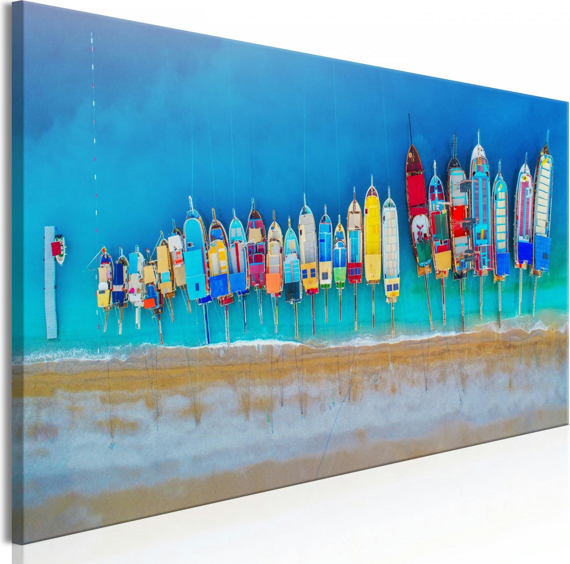 - Tableau bateaux colorés étroits 150 x 50 cm