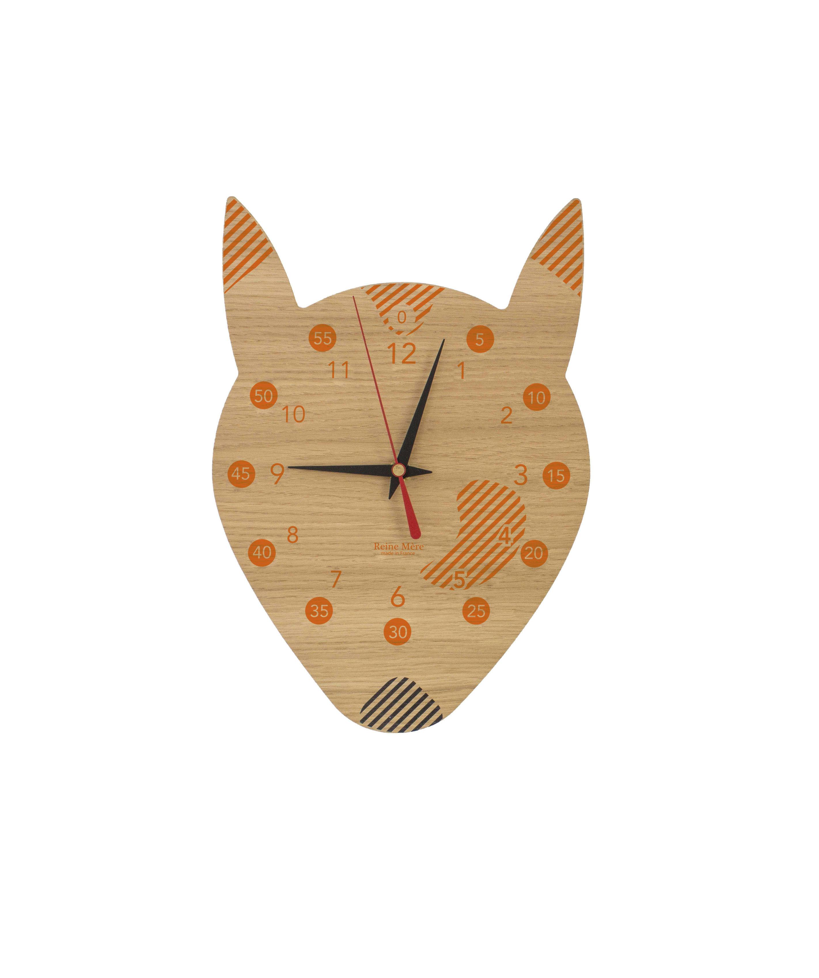 - Horloge pédagogique Renard en bois de chêne