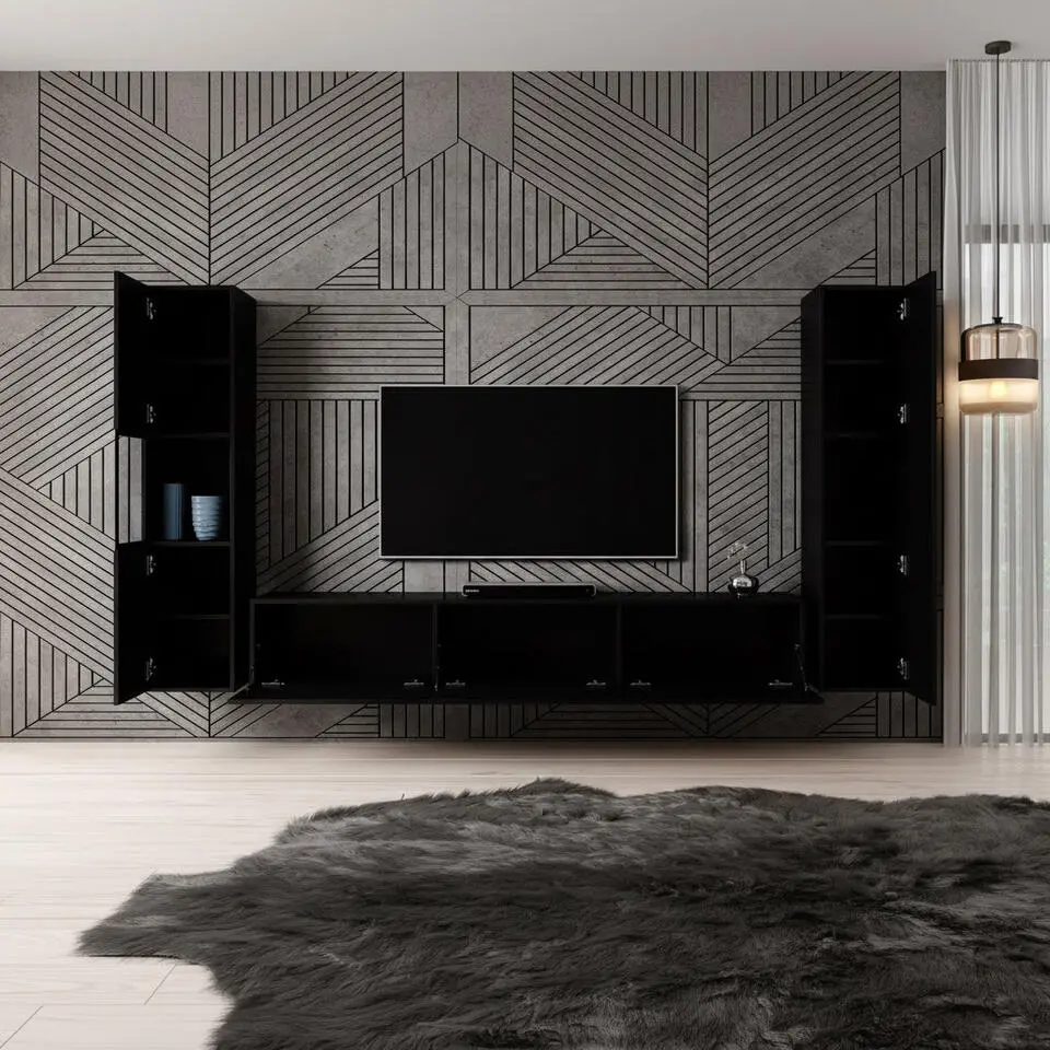 Meubella - Wandmeubel Bonzo 3 - Mat Zwart