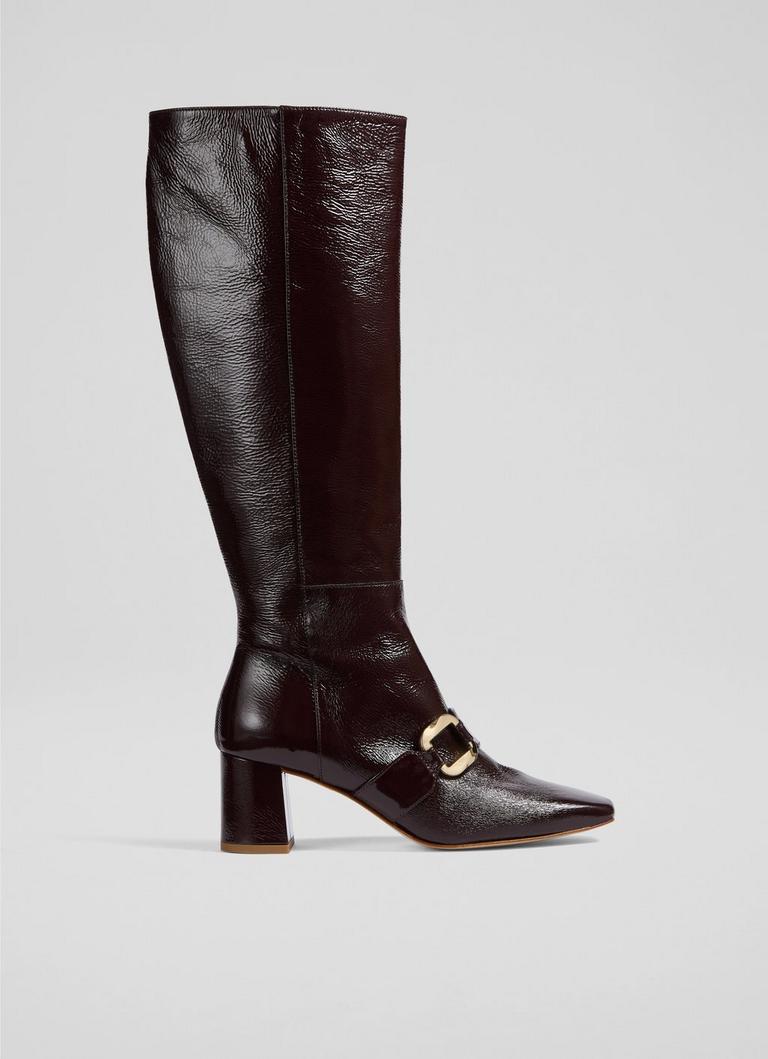 Gigi Black Patent Knee Boots