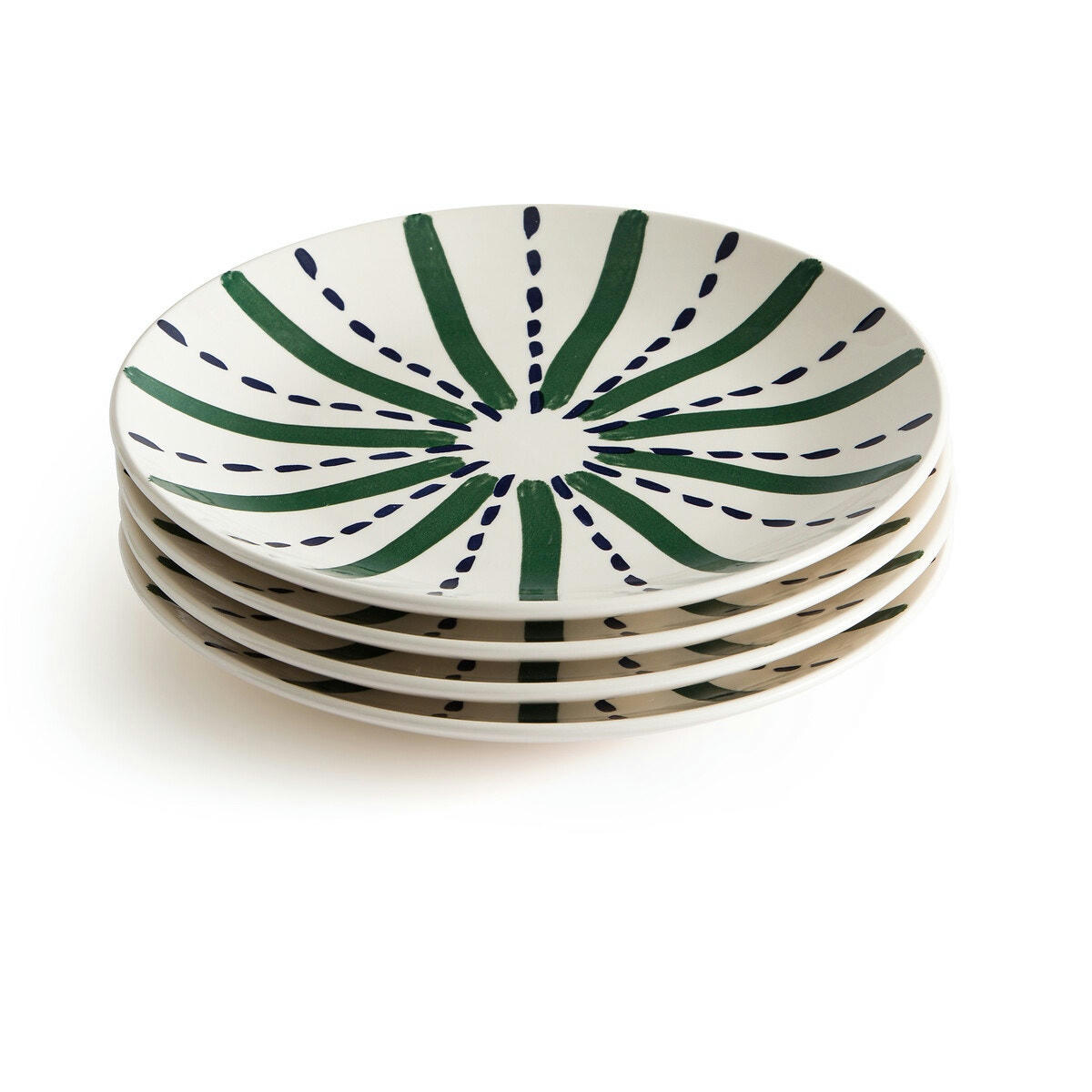 Lot de 4 assiettes plates faïence Riveri