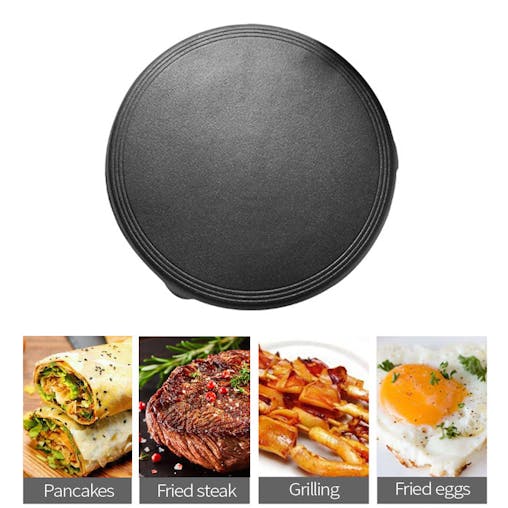 SOGA 2X 33CM Reversible Round Cast Iron Crepes Pan Baking Cookie Pancake Pizza Bakeware