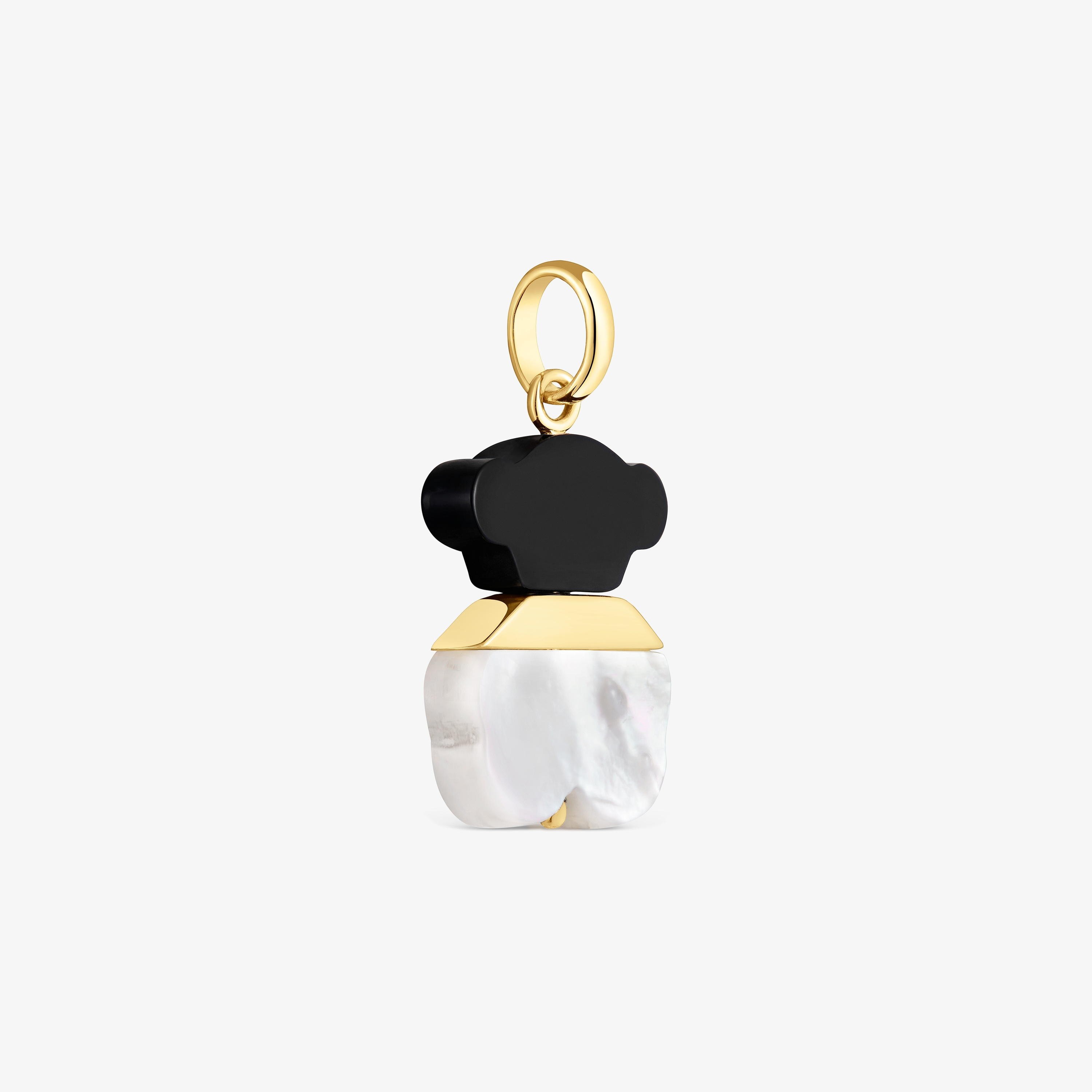Colgante con baño de oro 18 kt sobre plata, nácar y ónix 16 mm Sweet Dolls
