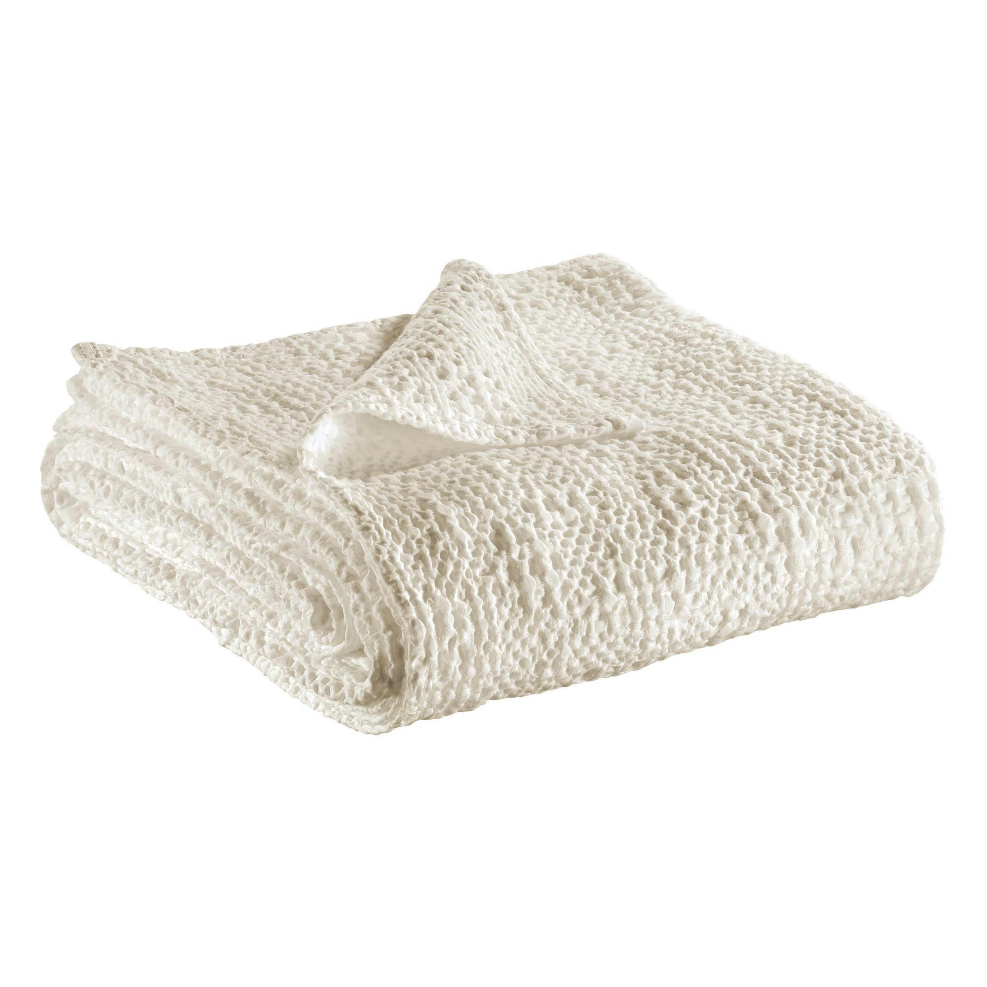 TANA - Plaid  en coton craie 140 x 200