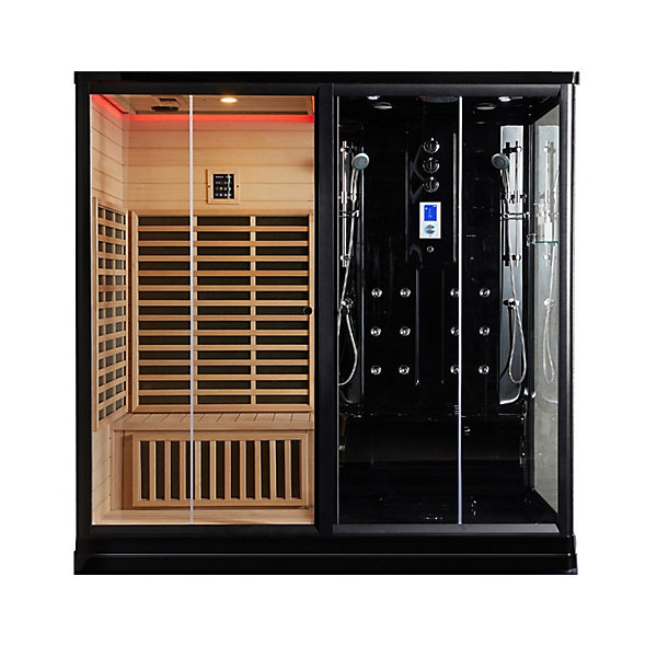 Combi Sauna Infrarouge Douche Hammam Boreal IR-H 220G BLACK - gauche