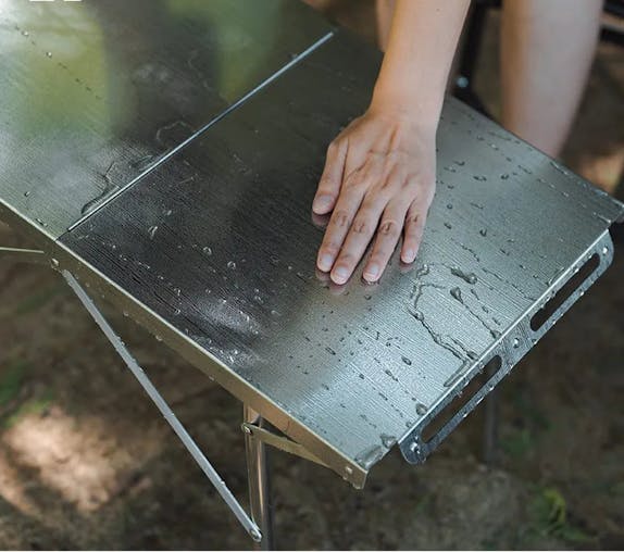 NNEOBA Stainless Steel Folding Camping Table Heat And Scratch Resistant Silver