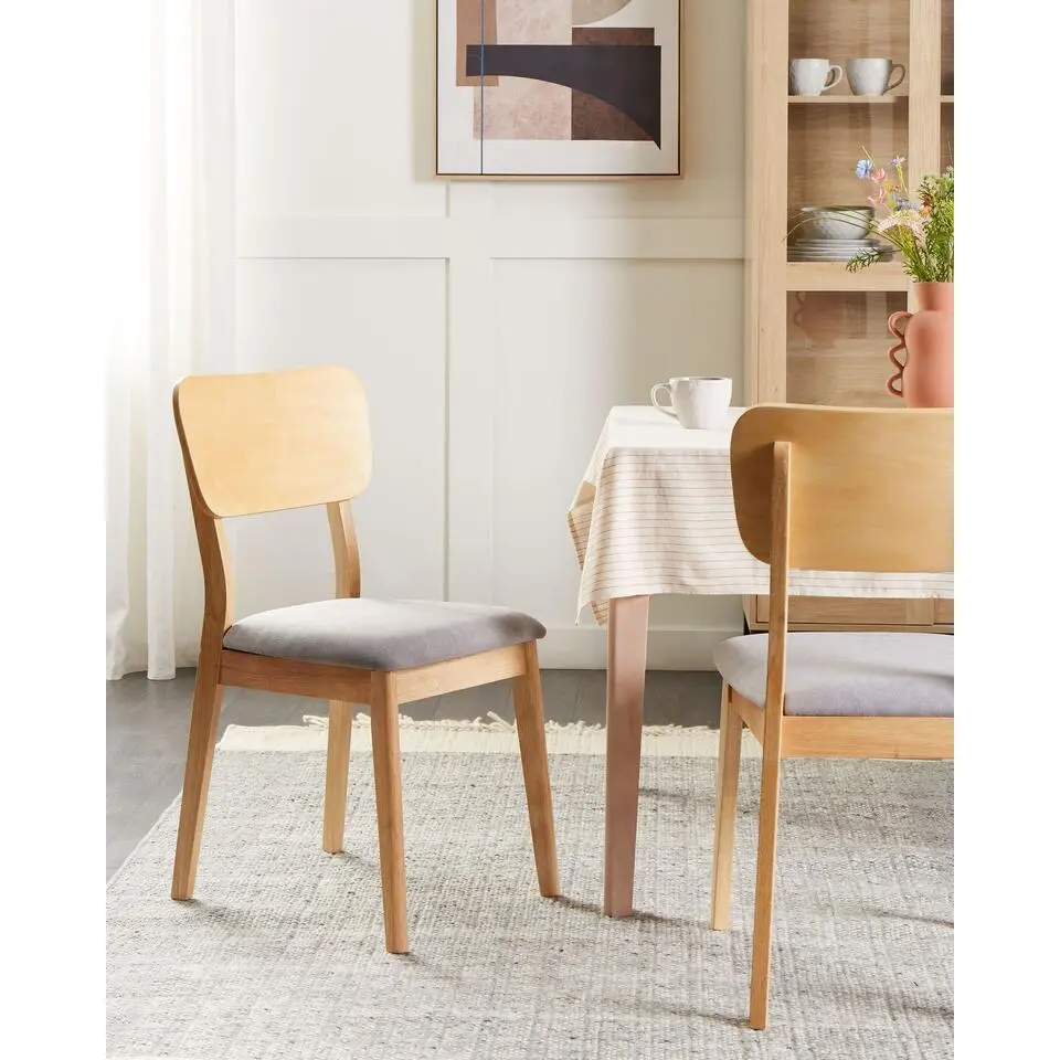 MINIER - Eetkamerstoel set van 2 - Lichtgrijs - Hout