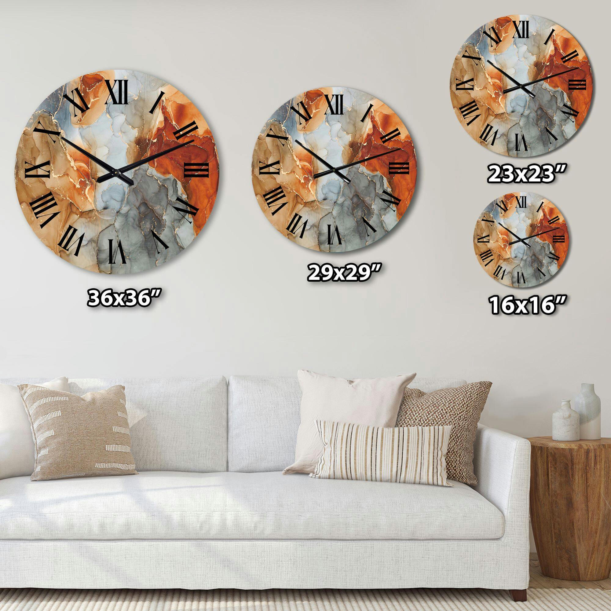 Designart Brown & Grey Fluid Art I Modern Wall Clock, Assorted Sizes